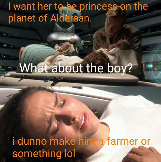 star wars memes padme - I want her to be princesson the planet of Alderaan. What about the boy? i dunno make him a farmer or something lol