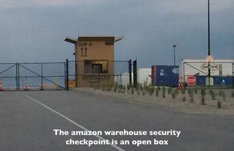 random asphalt - The amazon Warehouse security checkpoint is an open box