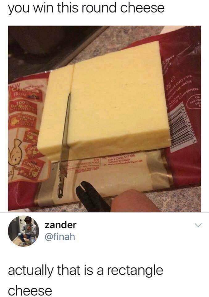 cheese memes - you win this round cheese 5 000295 42 zander actually that is a rectangle cheese