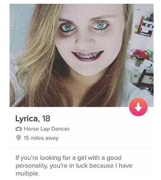 funny profile - Lyrica, 18 Horse Lap Dancer 15 miles away If you're looking for a girl with a good personality, you're in luck because I have multiple