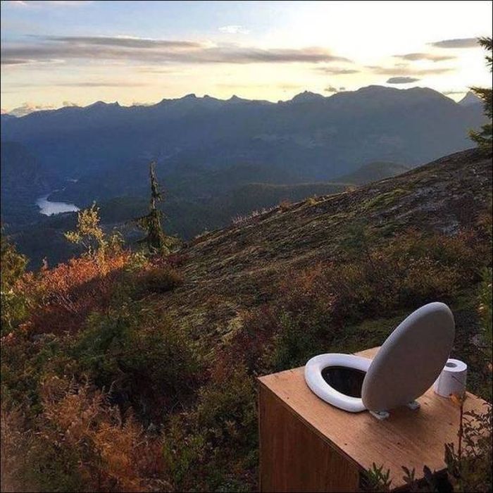 Funny picture of a toilet with a view