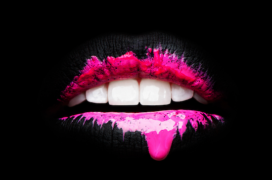cool picture of lips and mud and lip gloss with perfect teeth