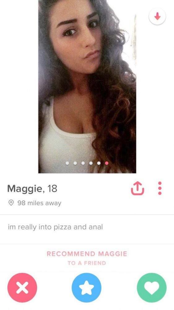 hot girls on tinder - Maggie, 18 98 miles away im really into pizza and anal Recommend Maggie To A Friend