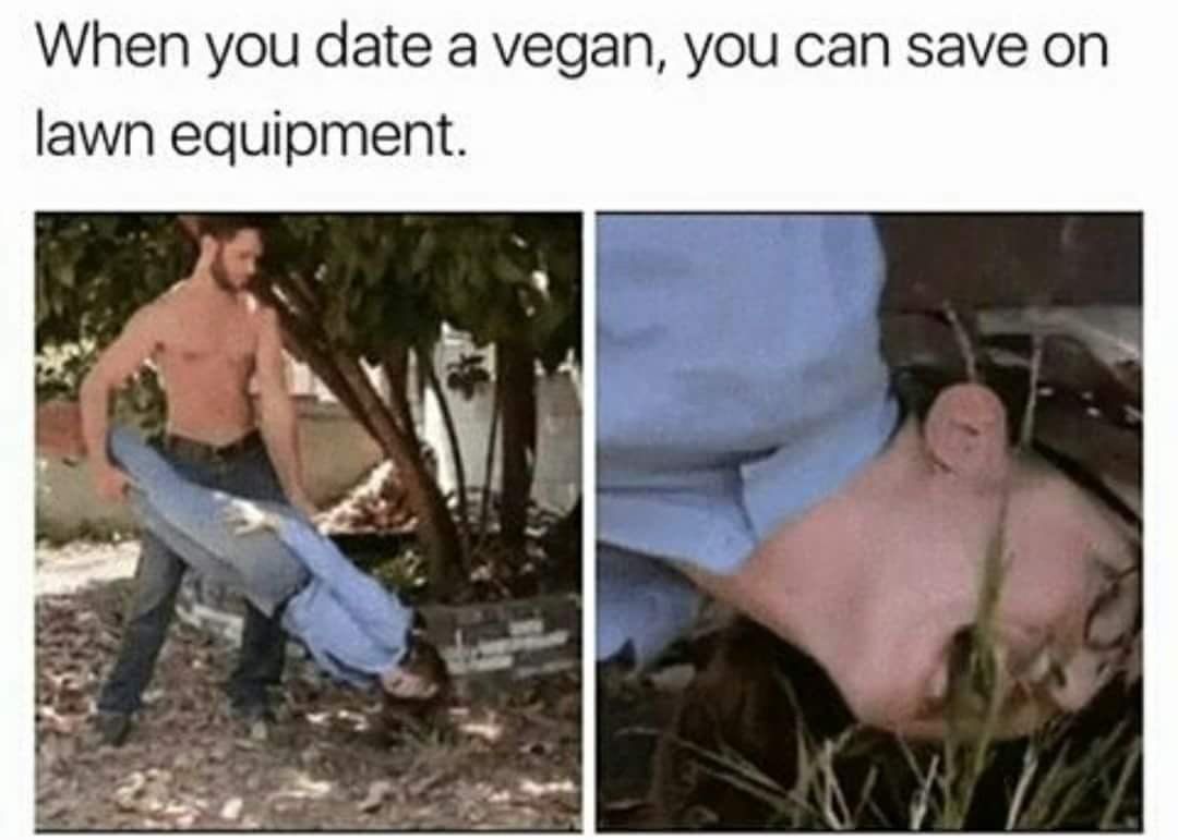 you date a vegan you can save - When you date a vegan, you can save on lawn equipment