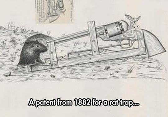rat trap funny - A patent from 1882 for a rattrap.co
