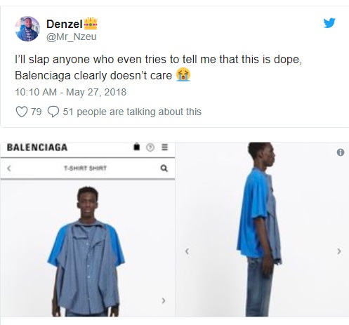 Balenciaga claims that the design offers wearers two wearing options – you can either wear the long sleeves as a bizarre front panel design, or as a fake double layer.