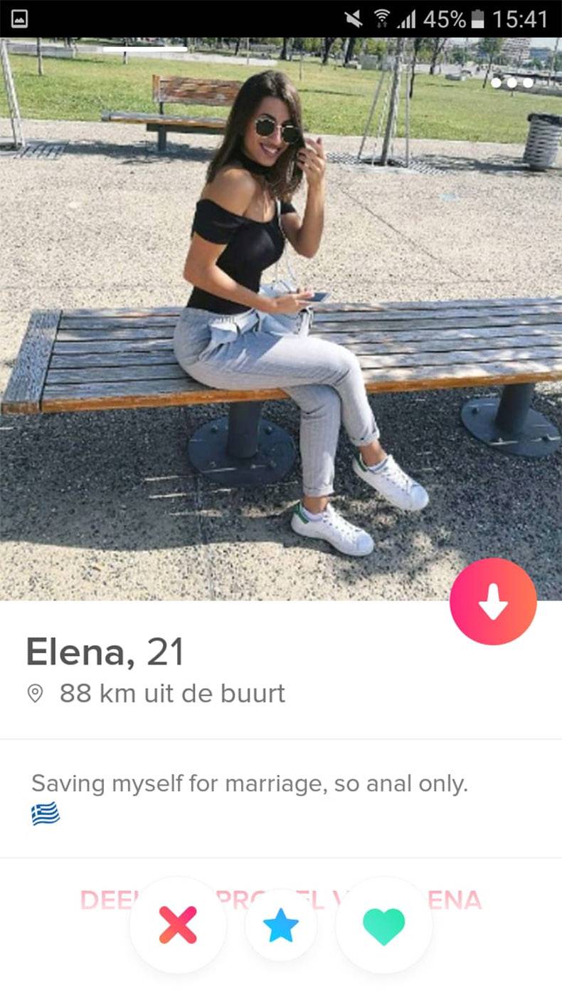 sitting - 1 45% Elena, 21 88 km uit de buurt Saving myself for marriage, so anal only. Ena