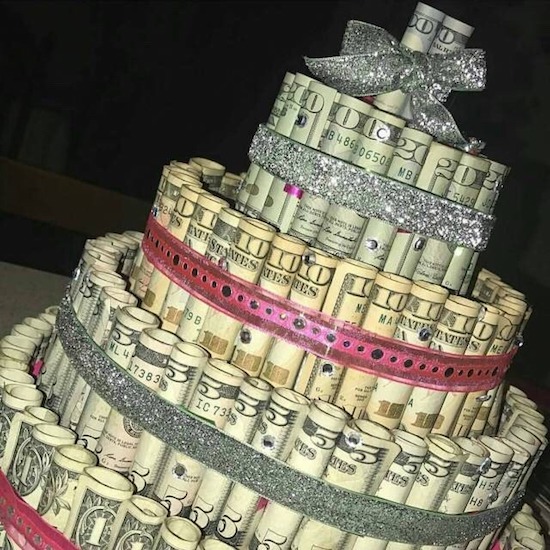 happy birthday money cake