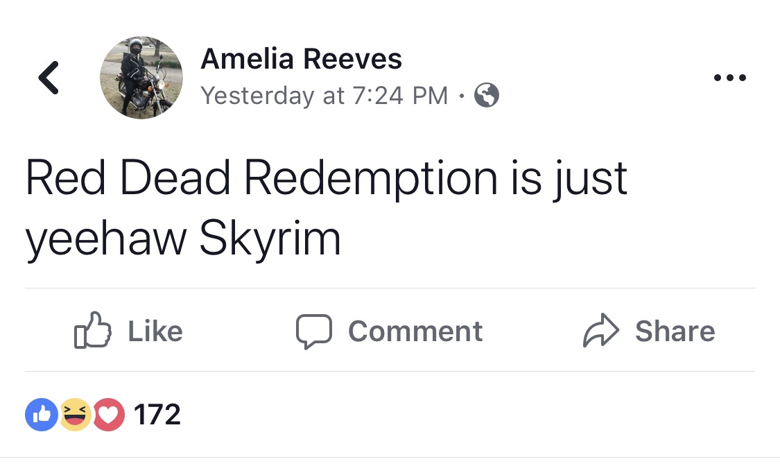 random cool pic national sex day meme - Amelia Reeves Yesterday at Red Dead Redemption is just yeehaw Skyrim Comment @ 020 172