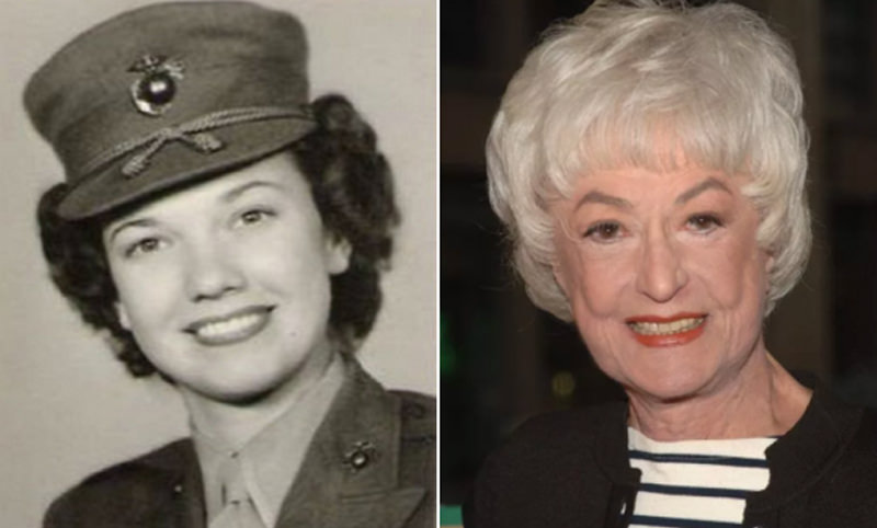 Bea Arthur, U.S. Marine Corps - Don't kid yourself, Bea Arthur could have kicked your ass at any point in her life. Best known for her roles on Maude and The Golden Girls, Bea joined the United States Marine Corps Women's Reserve and served as a truck driver and typist. She received an Honorable Discharge in September 1944 with the rank of Staff Sergeant. After the war, she worked briefly as a medical lab technician before moving on to theater and, eventually, television. She died in 2009 at the age of 86.