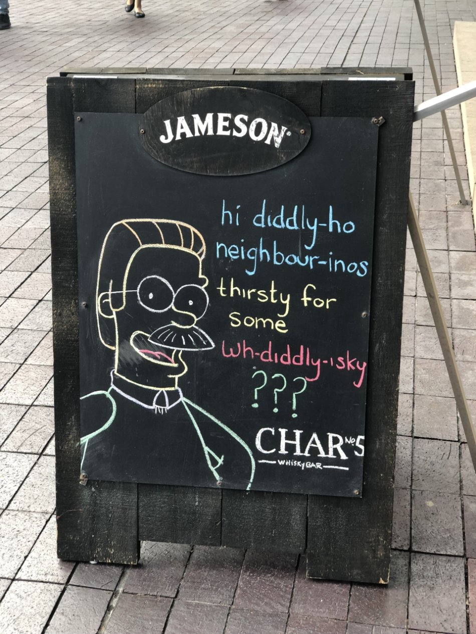chalk - Jameson hi diddly ho neighbourinos thirsty for I some D whdiddlyisky 002 Chars Whiskybar