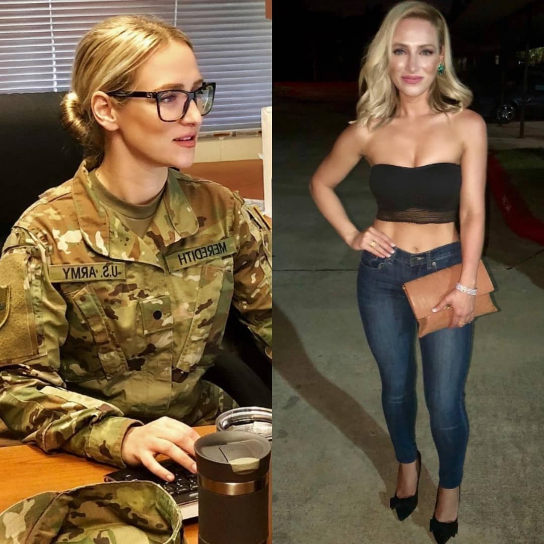 beautiful women in and out of uniform
