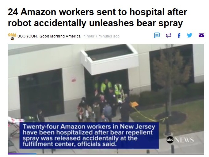 amazon bear spray meme - 24 Amazon workers sent to hospital after robot accidentally unleashes bear spray Gma Soo Youn, Good Morning America 1 hour 7 minutes ago Twentyfour Amazon workers in New Jersey have been hospitalized after bear repellent spray was