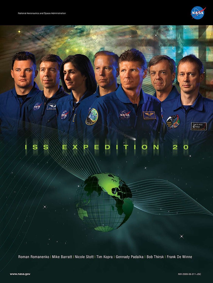 nasa expedition poster - National Aeronautics and Space Administration I ss. Expedition Roman Romanenko i Mike Barratt Nicole Stott Tim Kopra Gennady Padalka I Bob Thirsk i Frank De Winne Nw1Jsc