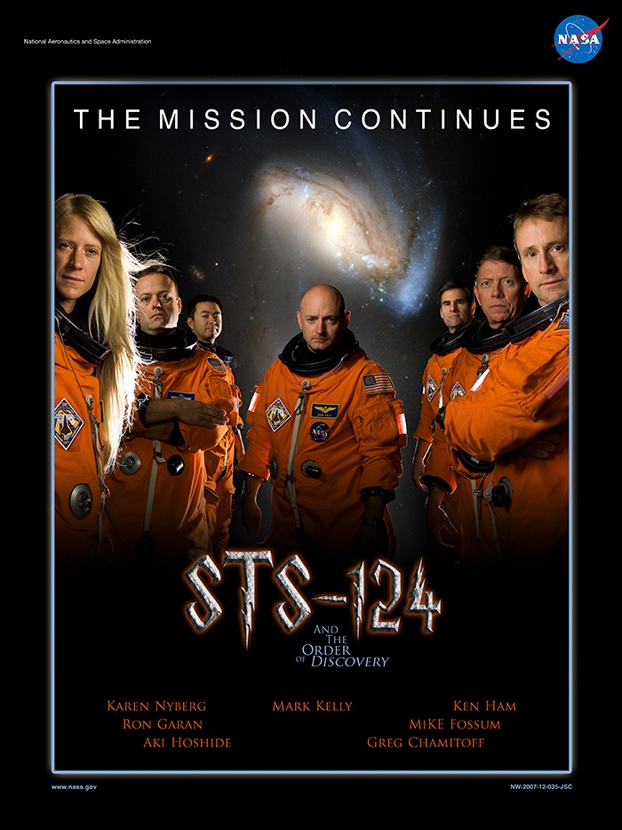 nasa astronauts poster - National Aeronautics and Space Administration Nasa The Mission Continues Sts124, And The Order Of Discovery Mark Kelly Karen Nyberg Ron Garan Aki Hoshide Ken Ham Mike Fossum Greg Chamitoff Nw5 Jsc