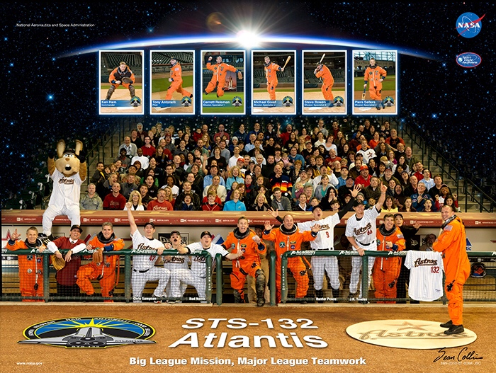 sts 132 poster - Sts132 Atlantis Big League Mission, Major League Teamwork