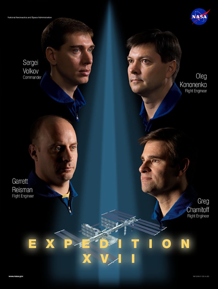 nasa mission posters - Katonal Arandace Anton Nasa Sergei Volkov Commander Oleg Kononenko Flight Engineer Garrett Reisman Flight Engineer Greg Chamitoff Fight Engineer E X Pedition X Vai