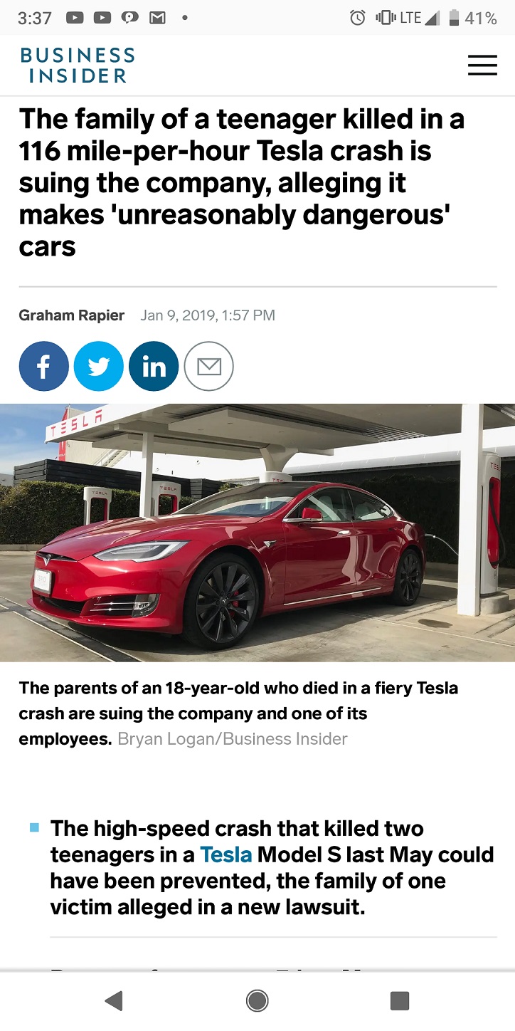 compact car - Do Om. Olte 4 41% Business Insider The family of a teenager killed in a 116 mileperhour Tesla crash is suing the company, alleging it makes 'unreasonably dangerous' cars Graham Rapier , Tesla The parents of an 18yearold who died in a fiery T