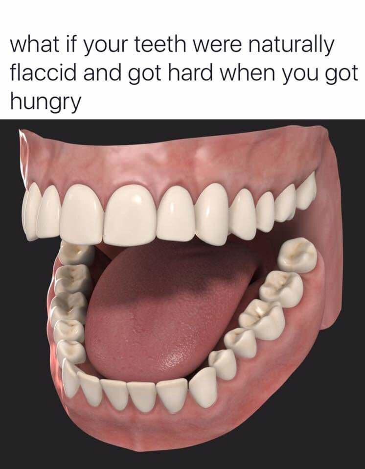 human teeth - what if your teeth were naturally flaccid and got hard when you got hungry