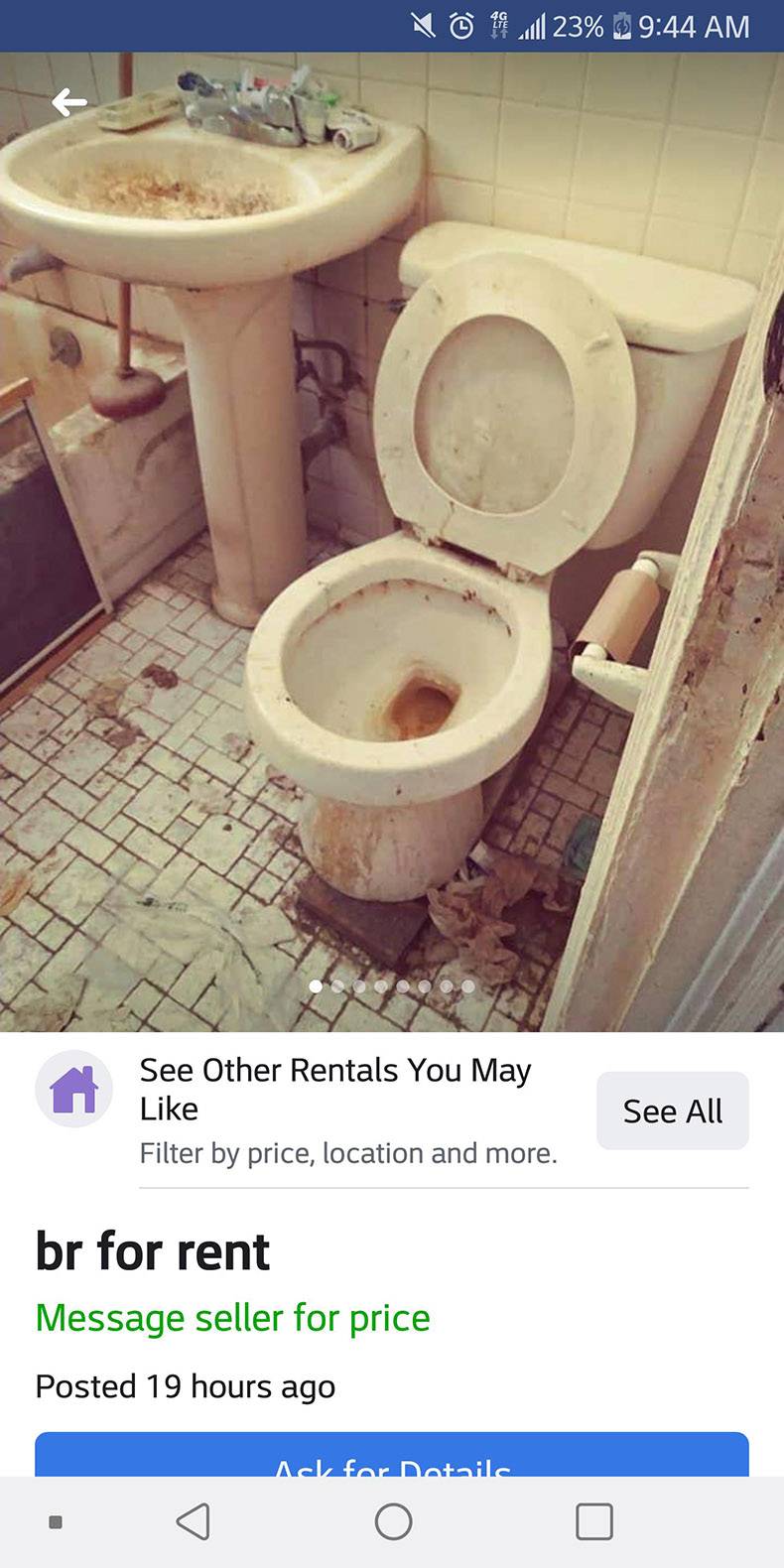 toilet seat - 19_23% See Other Rentals You May Filter by price, location and more. See All br for rent Message seller for price Posted 19 hours ago Acl,for Details . 0 0 0
