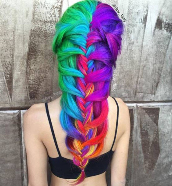 rainbow braided hair - Tang Tang Tang