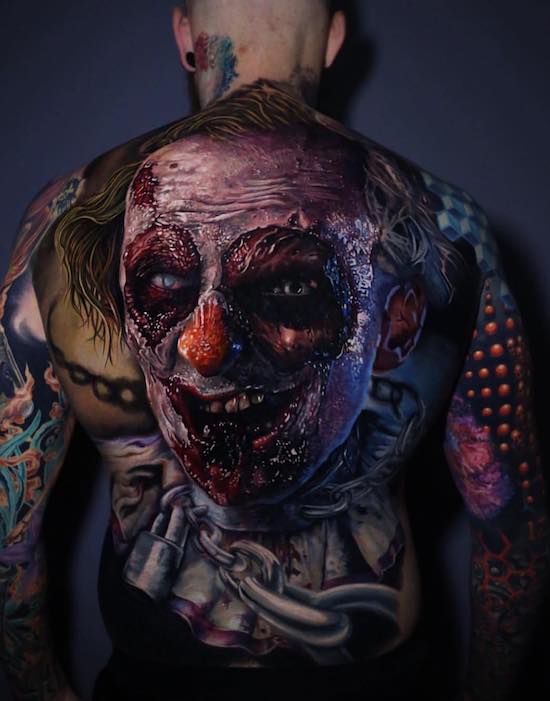 clown back tattoo