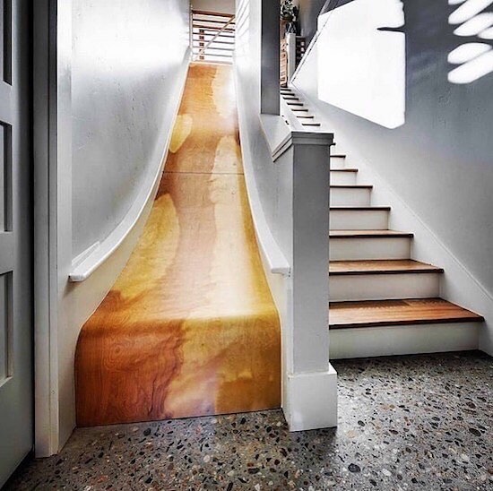 random pics - indoor slide for stairs -