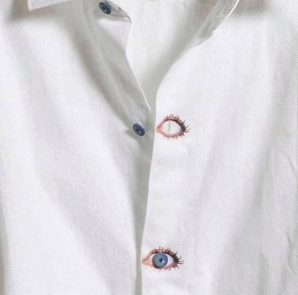 shirt with eye buttons