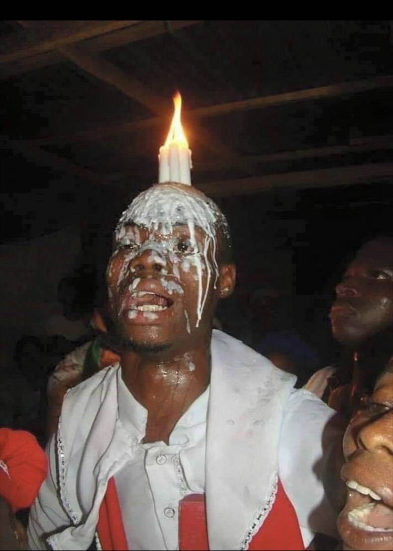 cool pic man with candle on his head