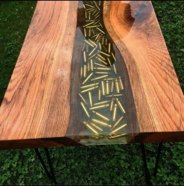 funny memes - epoxy resin table with bullets