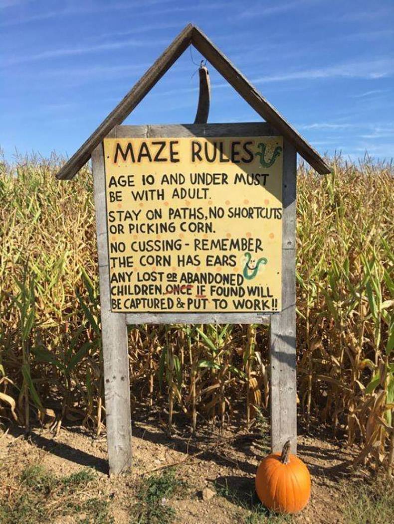 nature reserve - Maze Rules Us Age 10 And Under Must Be With Adult. Stay On Paths, No Shortcuts Or Picking Corn. No Cussing Remember The Corn Has Ears Any Lost Or Abandoned Children.Once If Found Will Be Captured & Put To Work!!