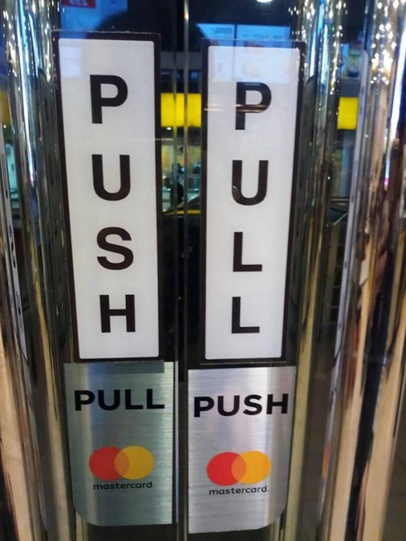 signage - A Jj mastercard Pull Push A Di I mastercard