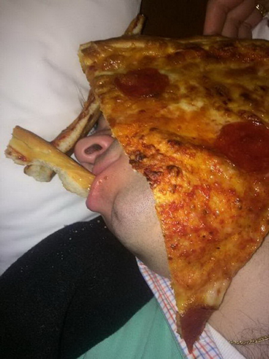 funny passed out pizza