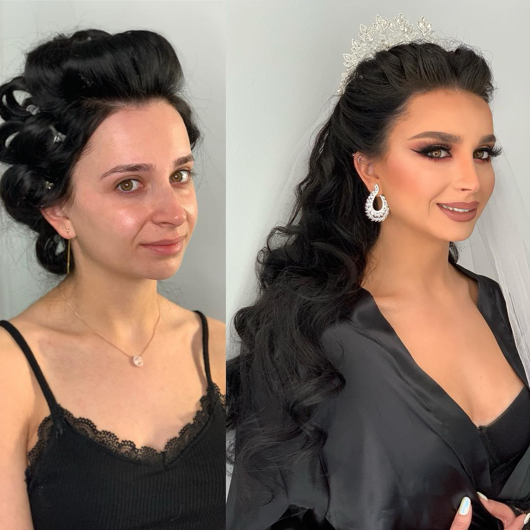 brides before and after their wedding make up