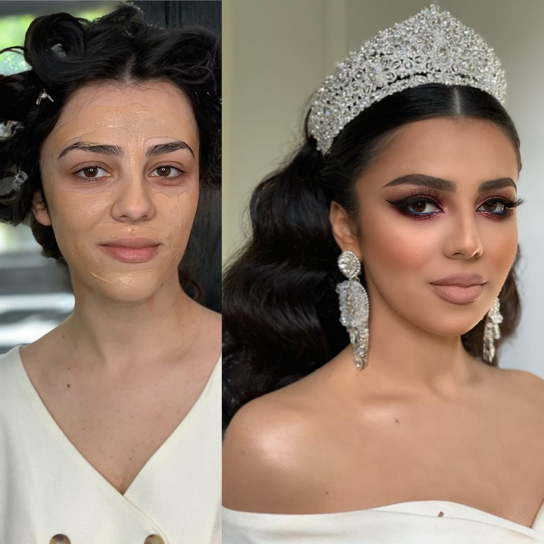 before and after wedding makeup