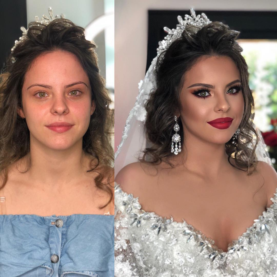 brides before and after makeup