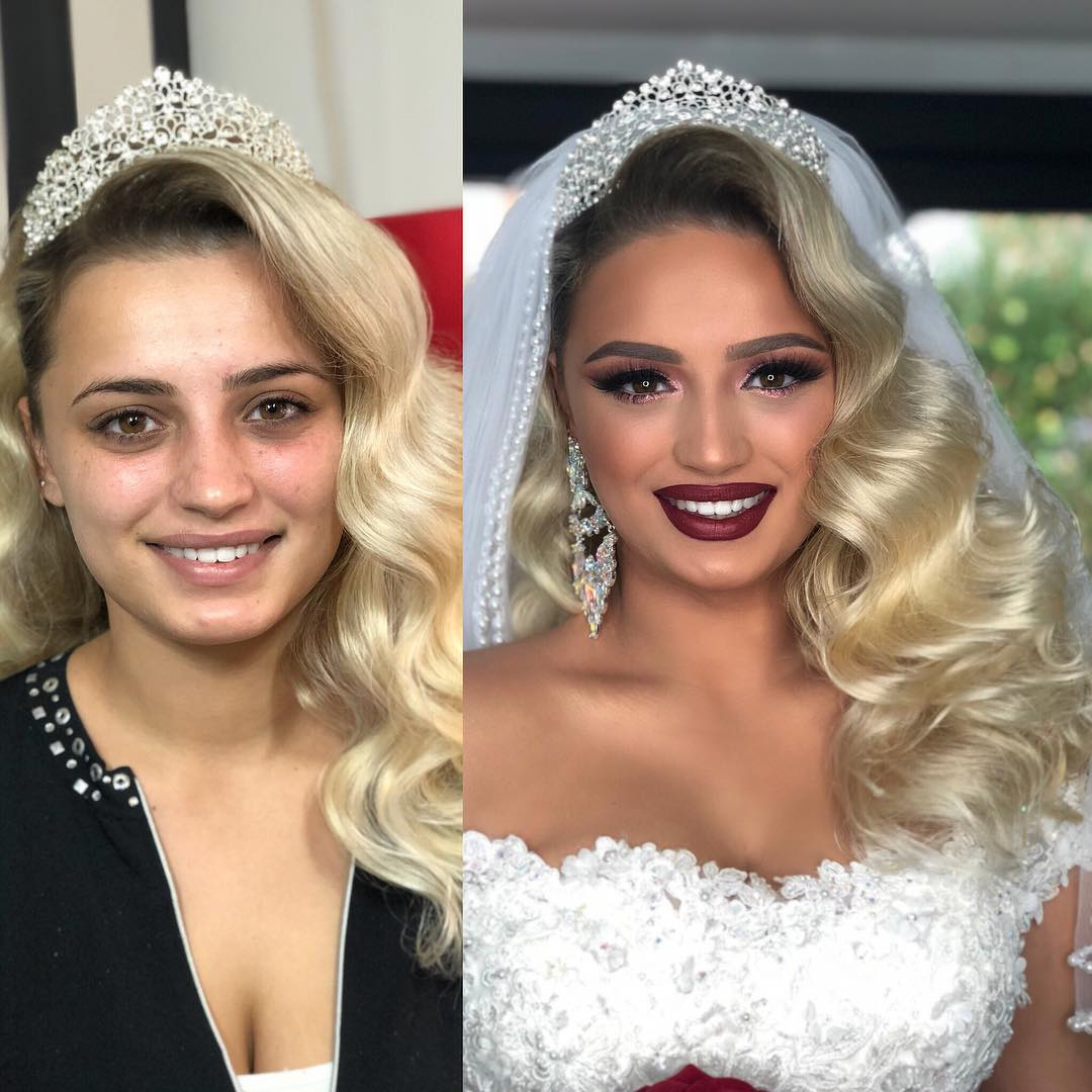bride makeup before and after