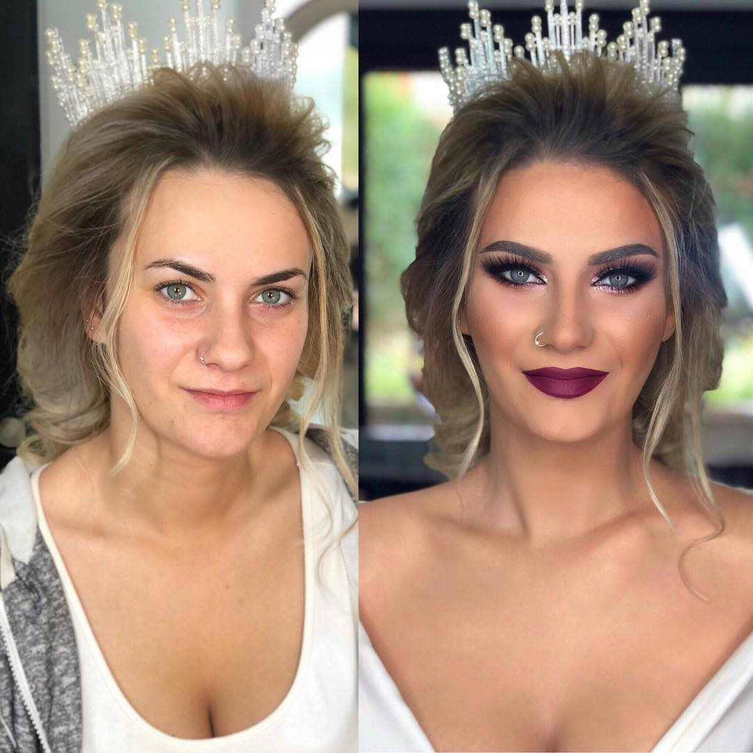 brides before and after makeup