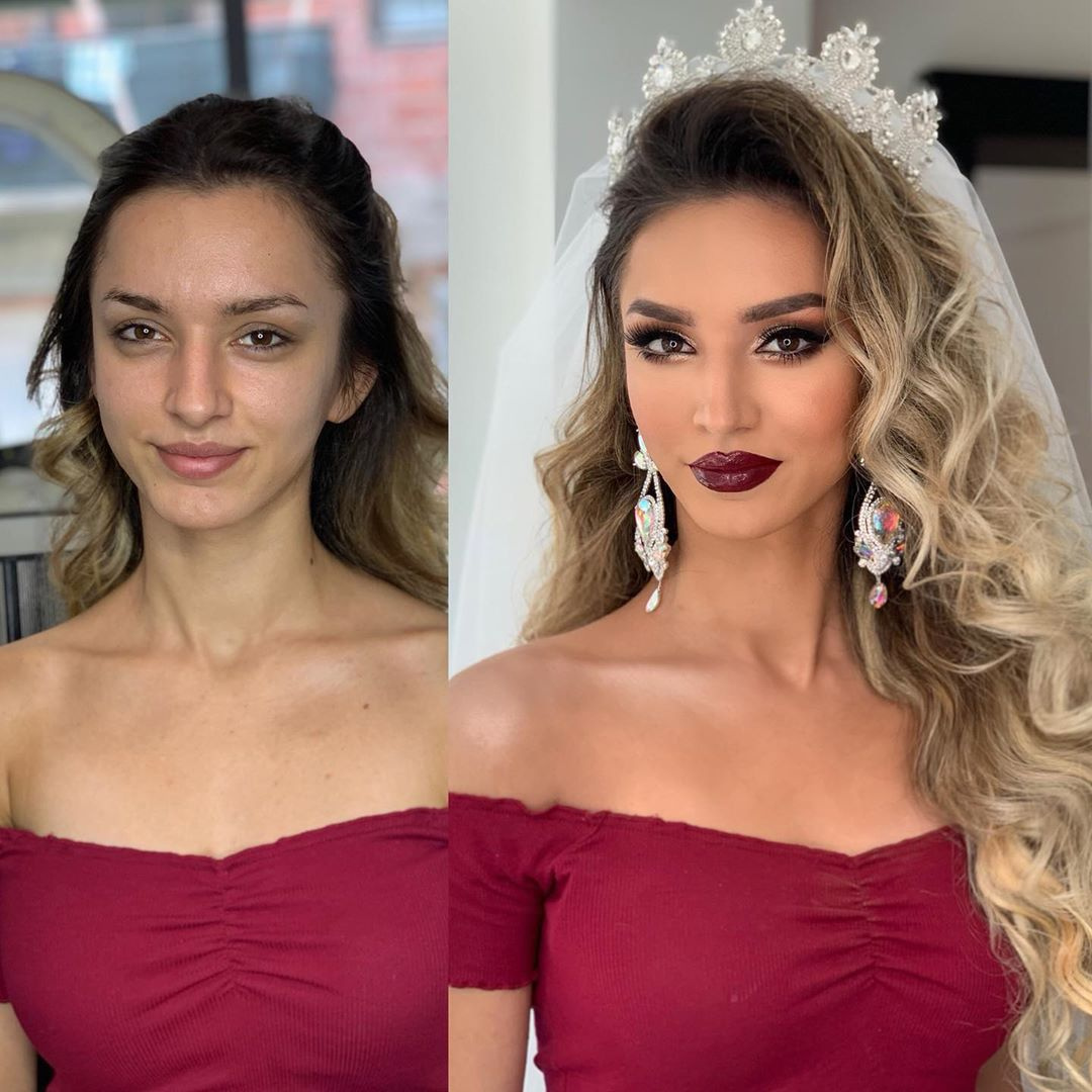 wedding makeup before after