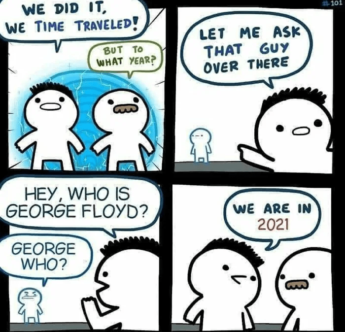 We Did It, We Time Traveled! But To What Year? Let Me Ask That Guy Over There Hey, Who Is George Floyd? We Are In 2021 George Who?