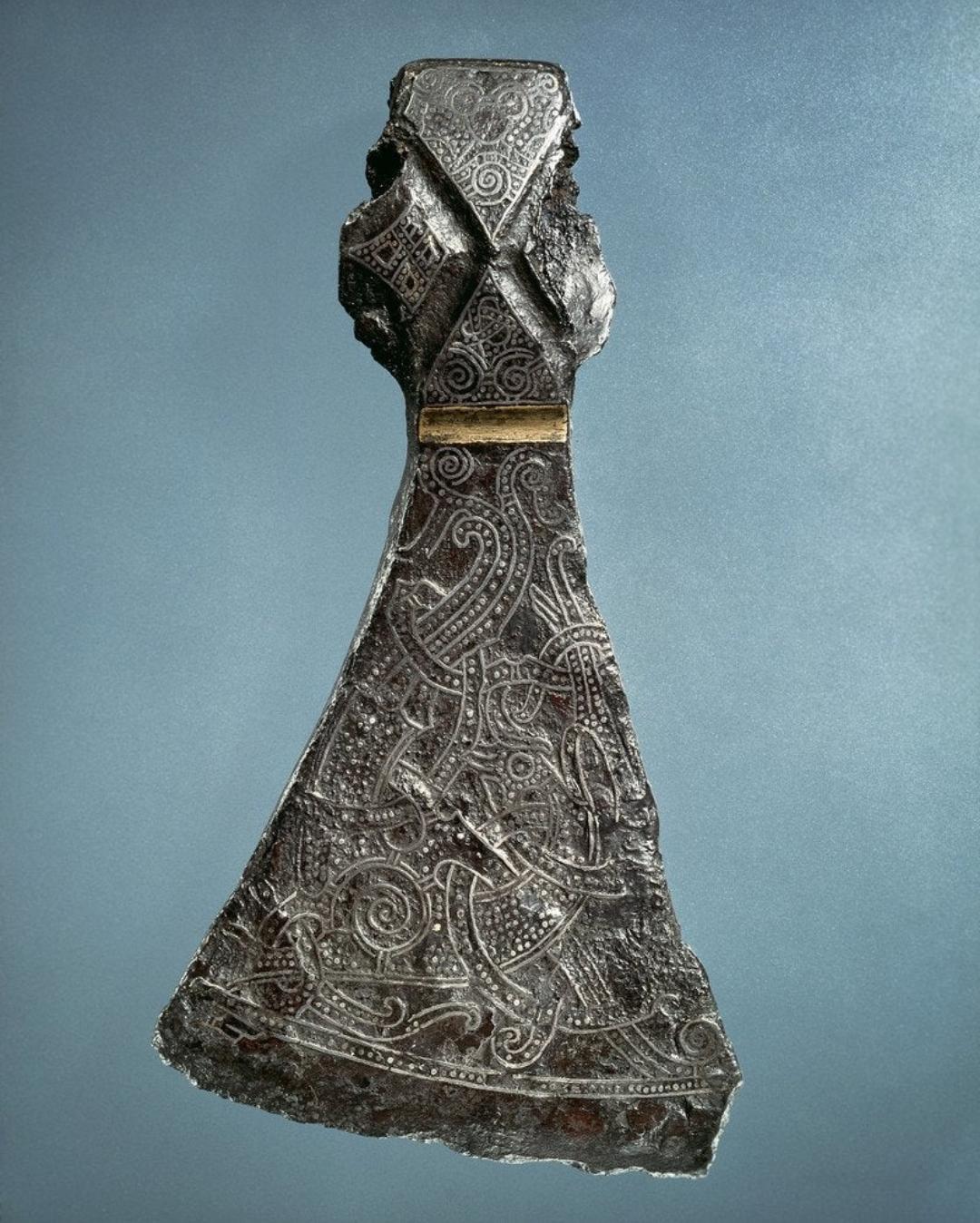1030 year old Viking axe head found in Denmark. A weapon so highly decorated was seen as a status symbol. Metal was rare and expensive and trained smiths weren’t common either. Swords especially were noble weapons because their cost kept them out of peasant hands. An axe with that much metal made purely for ornamentation is about as fuck-you-money as it got... until the French invented the lawn.