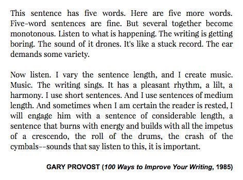 sentence with 100 words - This sentence has five words. Here are five more words. Fiveword sentences are fine. But several together become monotonous. Listen to what is happening. The writing is getting boring. The sound of it drones. It's a stuck record.