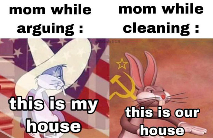 funny pics and memes - too - mom while arguing mom while cleaning web118 this is my house this is our house