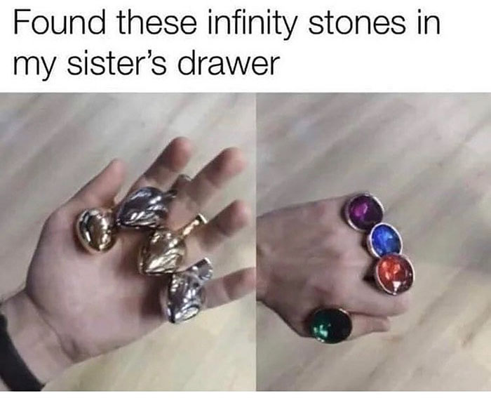 they call me thanus - Found these infinity stones in my sister's drawer