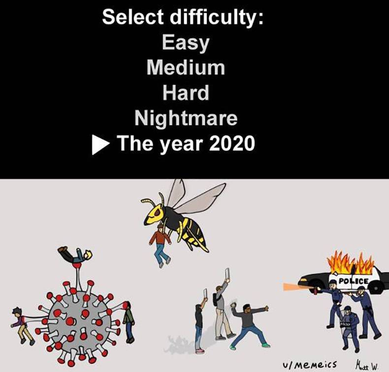cartoon - Select difficulty Easy Medium Hard Nightmare The year 2020 Police umemeics Mutt W.
