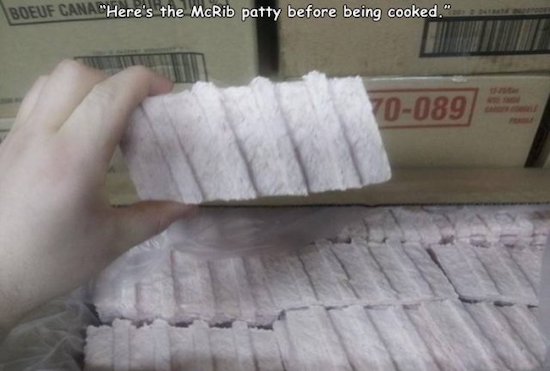 frozen mcrib - Boeuf Cana "Here's the McRib patty before being cooked." 70089
