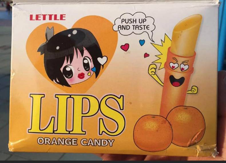 cartoon - Lettle Push Up And Taste Lips Orange Candy