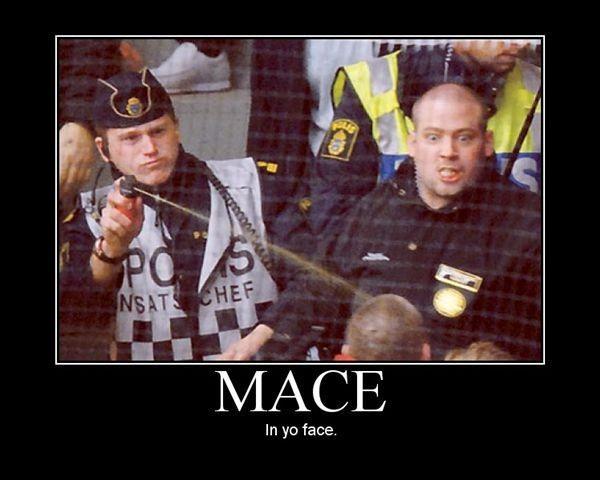 mace in a mans face