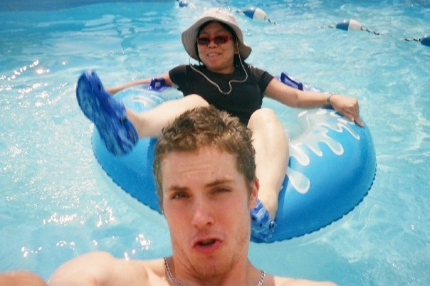 When at an amusement park my brother tried to take a picture of himself with the waterproof camera on the lazy river. This is what it looked like when we got it developed.