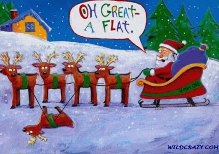 santas reindeer funny - Oh Great A Flat. Wildcrazy.Com